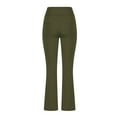 thumbnail image 3 of MIUOWANP Women's High Waist Yoga Pants with Pockets Solid Color Hip Lift Slim Fit Sports and Fitness Flare Pants Size XXXXL(16)Army Green, 3 of 4
