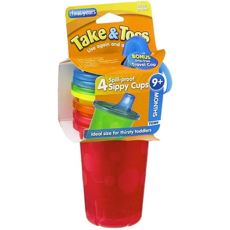 2 Pack - The First Years Take & Toss Spill-Proof Cups 10-Ounce, Assorted Colors 4 (Best Spill Proof Cup For 4 Year Old)