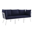 thumbnail image 2 of Modway Riverside Canapé Sectionnel d'Extérieur en Aluminium pour Patio, 3 Pcs, Blanc/marine, 2 of 16