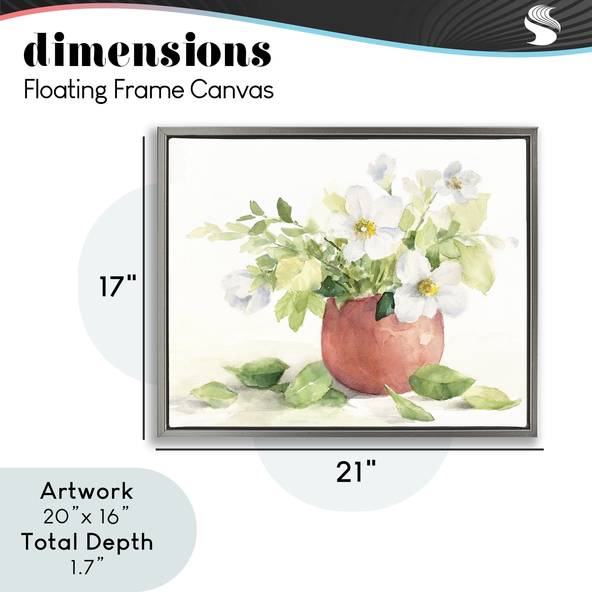 Stupell Industries White Anemones in Copper Vase Gray Framed Floater Canvas Wall Art, design by Lanie Loreth