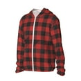 thumbnail image 2 of Kdxio Red Black Plaid Print Women Men Sun Protection UPF 50+ Jackets Zip Up Long Sleeve Hoodie Hiking Lightweight with Pockets, 2 of 8