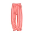 thumbnail image 2 of Kids' Mosquito-Repellent Pants, Cotton Linen Elastic Cuff Loose Fit Lounge and Sleep Pants for Boys and Girls, Breathable and Comfortable for Home Wear, Outdoor Protection, Relaxed Activities - Pink, 2 of 3