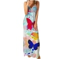 thumbnail image 2 of SMihono Robe Maxi Bohème d'Été pour Femmes Grande Taille Mode d'Été pour Femmes Bretelles Col en V Sans Manches Imprimé Papillon Robe de Plage Slim Robe de Plage, 2 of 4