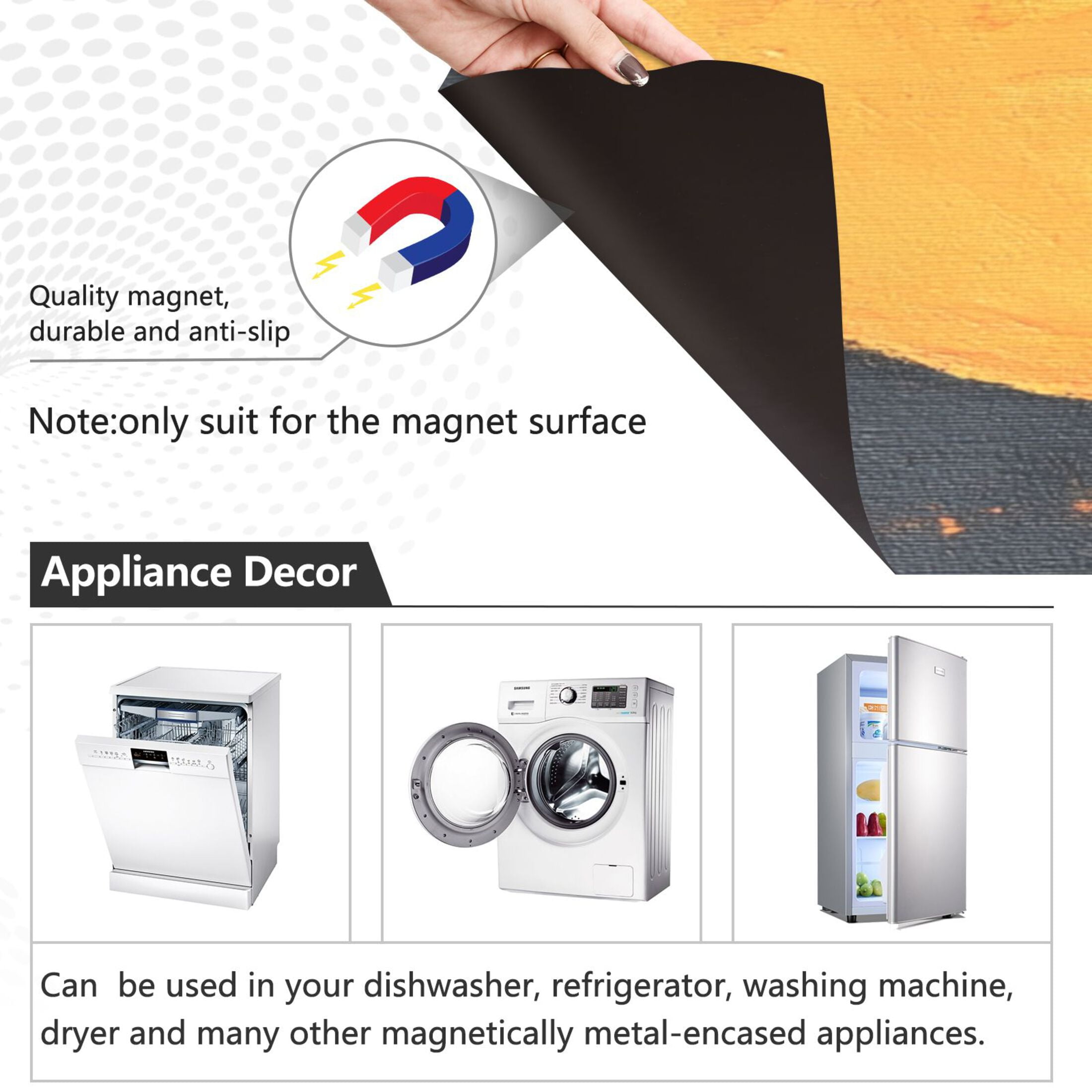 Dishwasher Magnetic Sticker 23x26 Inch Refrigerator Magnetic Sticker Washing Machine Magnetic Sticker Kitchen Panel Magnetic Sticker Home Decor Orange Moon Cat