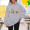 thumbnail image 2 of Holzkary First Day of School Hoodies for Women Printed Long Sleeved Sweatshirt for The Start of School Season Y2K Graphic Long Sleeve Sweatshirt Teachers Back to School Long Hoodie Casual Tops Grey S, 2 of 5