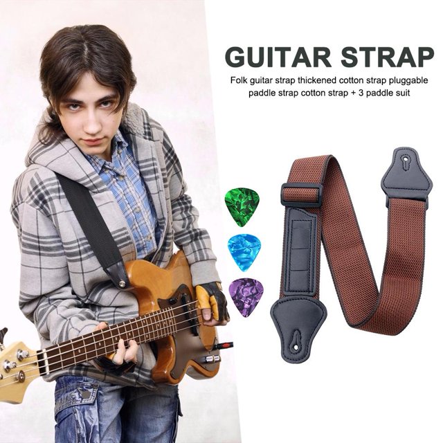 Correa para cinturón de guitarra eléctrica acústica con instrumento de 3 púas (marrón)