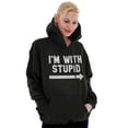 thumbnail image 4 of I'm With Stupid Classic Rude Insult Unisex Plus Fleece Graphic Hoodie Brisco Brands 2X, 4 of 5
