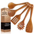 thumbnail image 1 of Set de utensilios de cocina KLYRO de madera de teca, 5 piezas, antiadherentes, 1 of 7