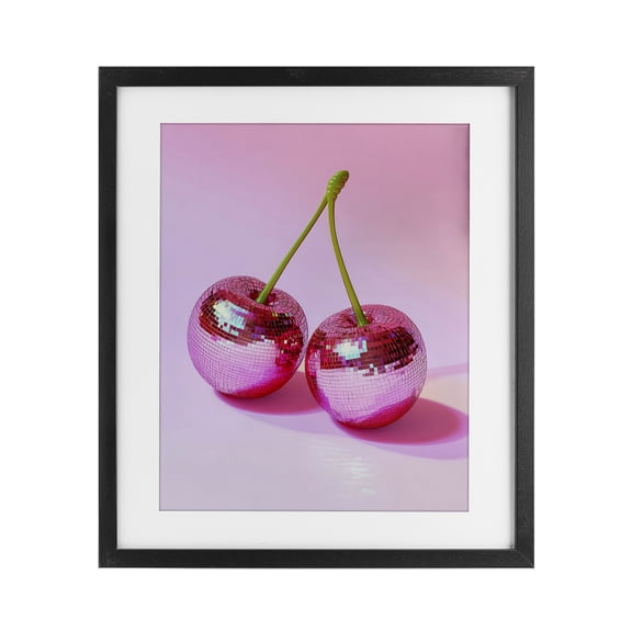 Stupell Industries Glam Pink Disco Cherries Black Framed Print Under Glass, 13 x 16, by Creative Studio