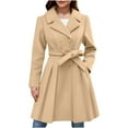 thumbnail image 3 of STETMN Women's Long Pea Coat Double Breasted Blazer Jackets with Belt Fall Winter Dressy Warm Trench Coat, 3 of 6