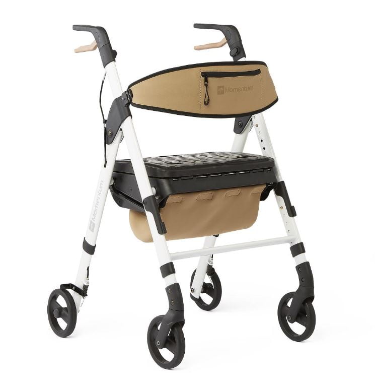 Medline Momentum Steel Rollator, Folding Rolling Walker, 6" Wheels