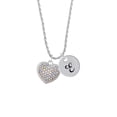 thumbnail image 2 of Delight Jewelry Silvertone Large Rounded Clear AB Oktant Crystal Heart Silvertone Script Initial Disc - E - Charm Necklace, 20"+3", 2 of 4