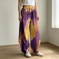 thumbnail image 2 of Bovemsi Hiking Pants Women Wide Leg Barrel Baggy Trousers, Elastic High Waist Casual Pants With Pockets Fashion Outfits Clothes M Purple, 2 of 4