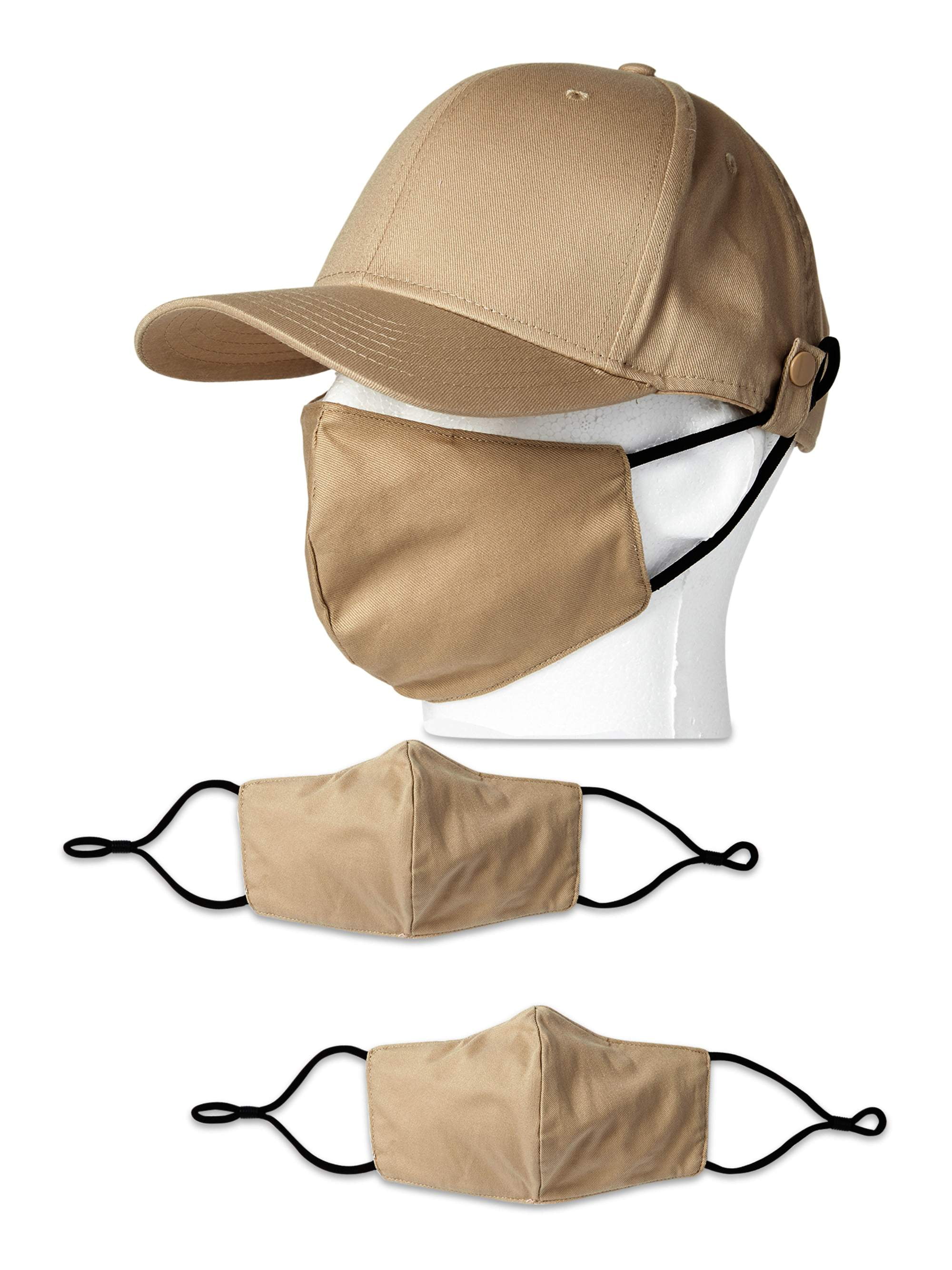 Khaki Face Mask Supporting Ballcap + 3 Face Masks