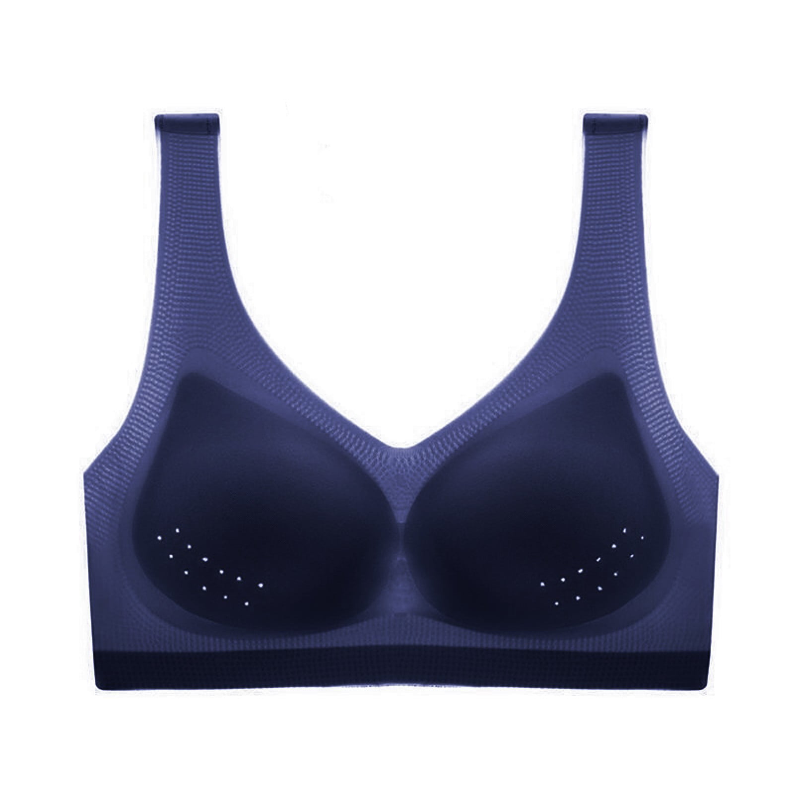 TQWQT Bras for Women, Woman's Fashion Plus Size Wire Free Printing  Comfortable Push Up Hollow Out Bra Underwear,Blue 46