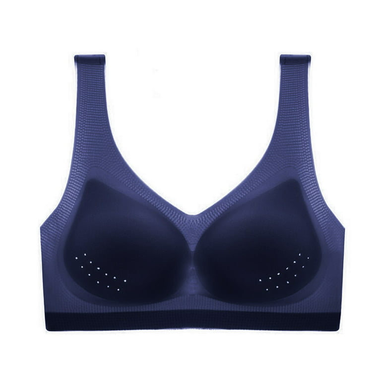 TQWQT Bras for Women Plus Size Ultra-Thin Ice Silk Seamless Bra Breathy  Push Up Underwear,Dark Blue XXXXL 