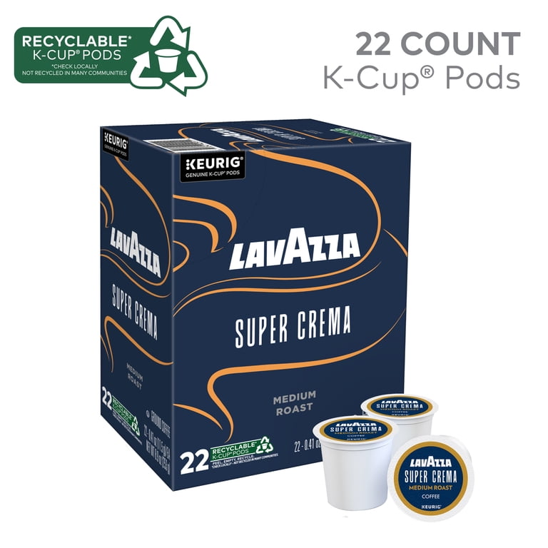 Lavazza, Super Crema Medium Espresso Roast K-Cup Coffee Pods, 22
