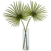 Nearly Natural Fan Palm Artificial Arrangement in Glass Vase