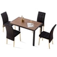 thumbnail image 3 of Ergonomic Dining Table Set with Velvet High Back Nordic Dining Chair & Creative Design MDF Dining Table, 5 Piece Dining Table Set, Wooden Table & Upholstered Chair for Small Places(Black), 3 of 9