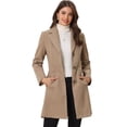 thumbnail image 1 of Abrigos largos de invierno con solapa con muesca y un solo pecho para mujer Beige Obscuro S, 1 of 6