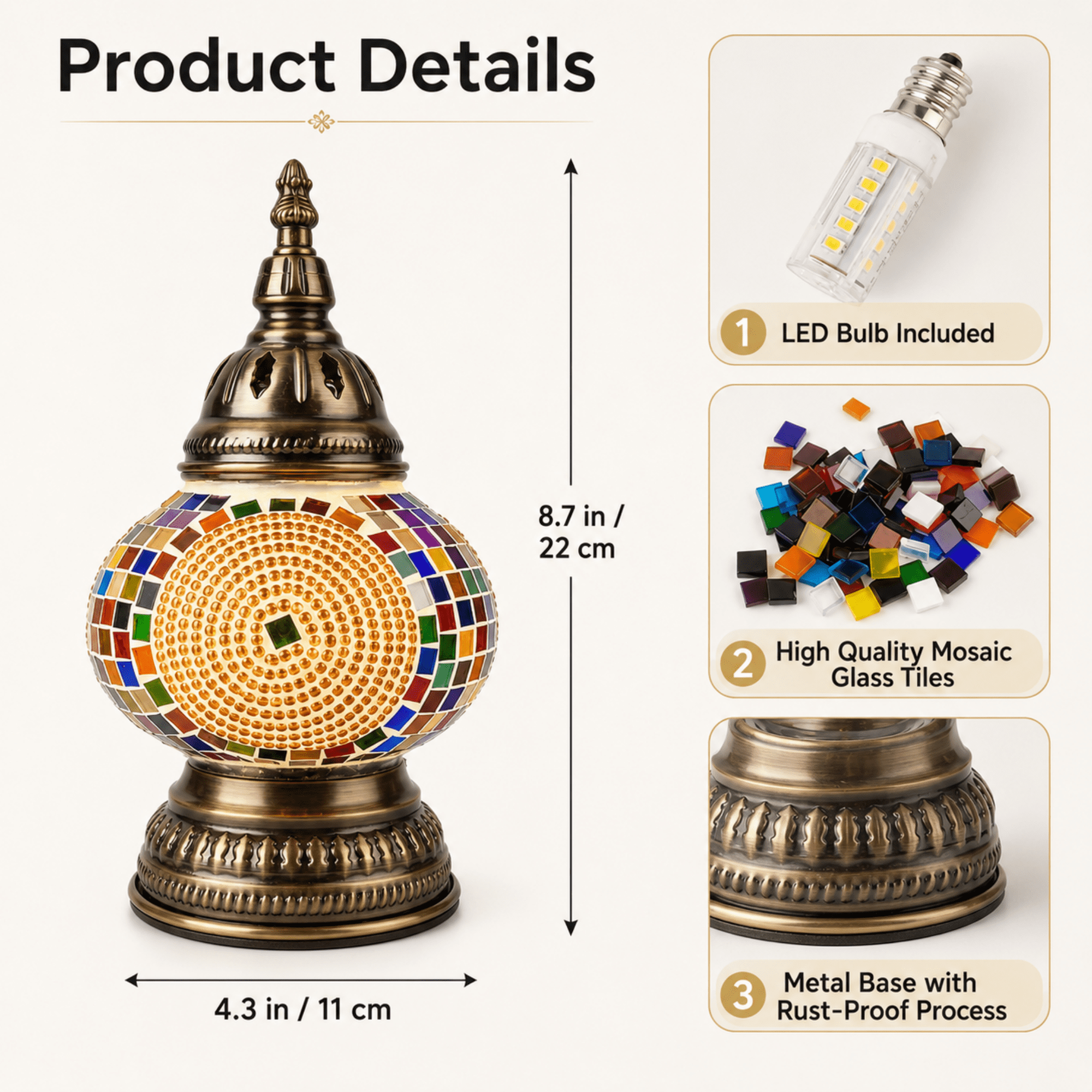 MEHOOM DIY Mosaic Lamp Kit,Yellow Turkish Crafts Kit for Adult,Moroccan Decor, Perfect Gift for Her or Him (Yellow)