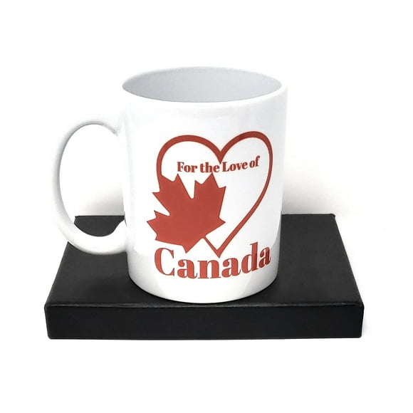 Tasses à Café For the Love of Canada de TJ - Tasses et Tasses avec Poignée pour le Café, le Thé, le Chocolat Chaud - Souvenirs Canadiens Tasse à Café de Voyage avec des Dessins - Feuille sur le Côté