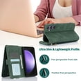 thumbnail image 4 of Allytech Wallet Case for Samsung Galaxy S23 FE, Retro PU Leather Cards Slots Zipper Poket Flip Cover Stand Shockproof Hand Wrist Strap Phone Case for Galaxy S23 FE - Darkgreen, 4 of 8