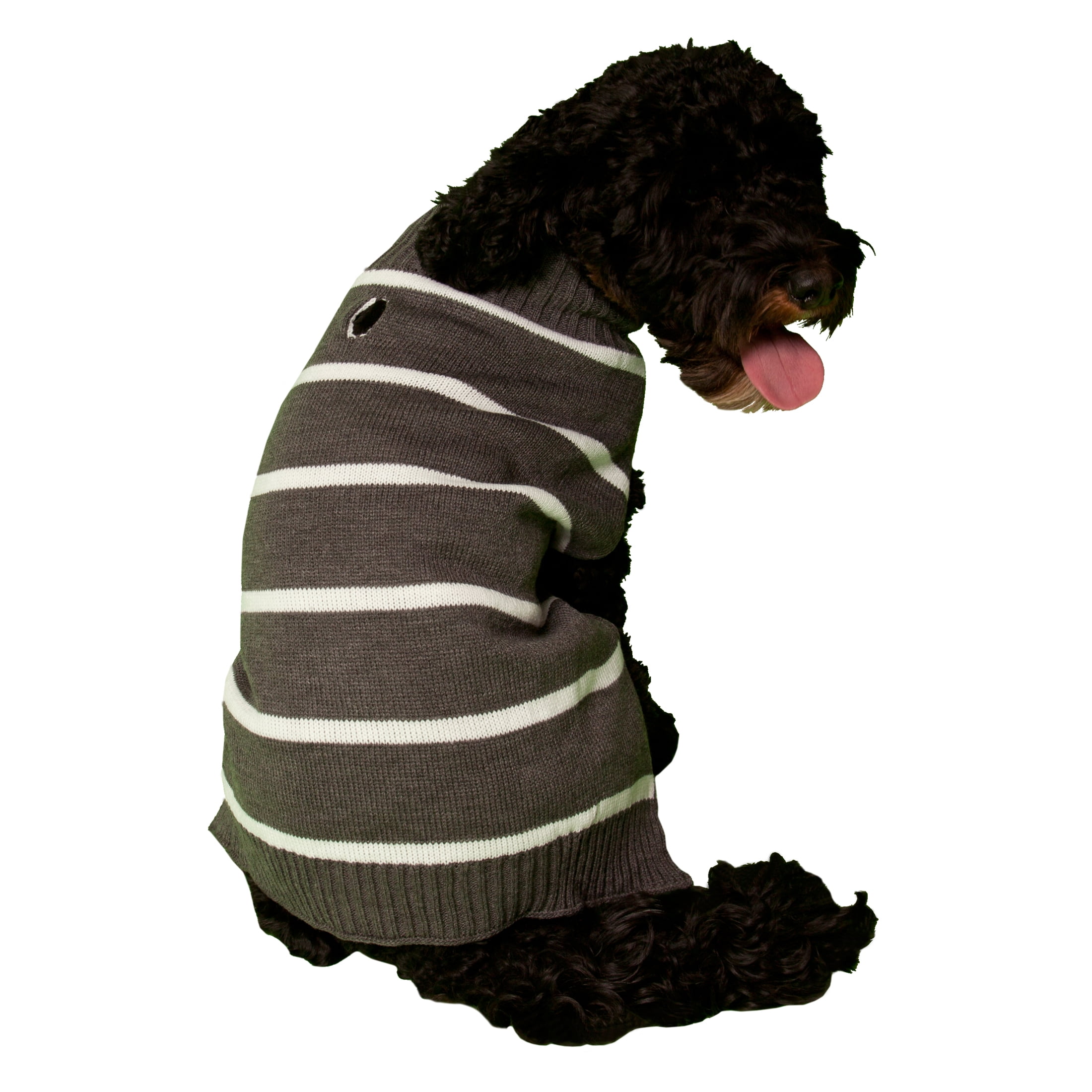 Vibrant Life Fall Gray Basic Striped Dog Sweater