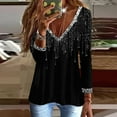 thumbnail image 2 of Sequin Tops for Women Long Sleeve V Neck Thin Going out Tops for Women Fashion Printed Blouses Casual Comfy Tunic Shirts, 2 of 5