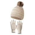 thumbnail image 2 of Elainilye Fashion Kids Winter Beanie Hat Gloves Sets For 5-11 Years Old Boys Girls Knit Thick Warm Thermal Sets,Beige, 2 of 2
