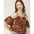 thumbnail image 3 of Moomaya Women Printed Off Shoulder Viscose Top, Ruffled Summer Crop Top, 3 of 8