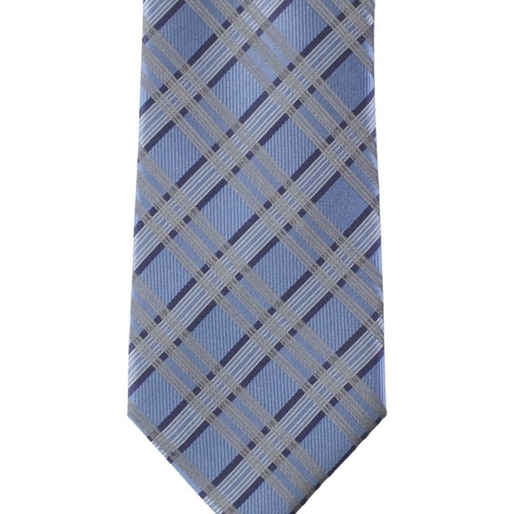 Kenneth Cole Mens Plaid Silk Self-tied Necktie, Blue, One Size