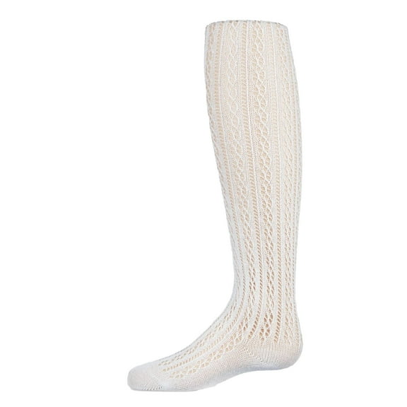 MeMoi Pelerine Stitch Cotton Blend Tights - Girls - Female, 12-18, White