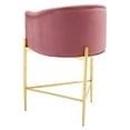 thumbnail image 2 of Tufted Counter Stool Chair, Velvet, Metal Steel, Pink, Modern Contemporary Urban Design, Bar Pub Cafe Bistro Hotel Restaurant Hospitality, 2 of 8