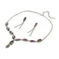 thumbnail image 2 of rygai 3Pcs/Set Necklace Earring Set Shiny Rhinestone Geometric Tassel High Gloss Decorate Hypoallergenic Fashion Pink Faux Crystal Prom Wedding Jewelry Sets Anniversary Gift,Multicolor, 2 of 8