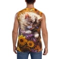 thumbnail image 4 of Fotbe Men's Cute Cat Sunflower Print Men's Sleeveless Muscle Tank Tops Casual T-Shirts for Gym Workout Beach-XX-Large, 4 of 8