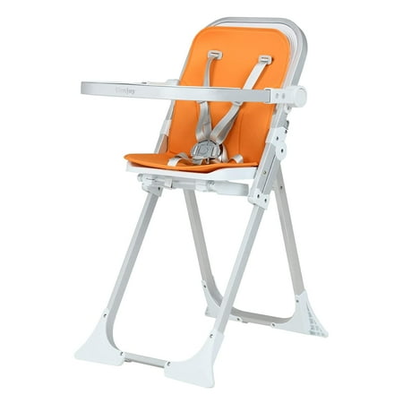 Uenjoy One-click Folding Baby High Chair Baby Dining Chair Toddler Feeding Booster Seat with 5-point Seat Belt,Soft Cushion,Movable Tray,High-quality Materials Easy to Clean and Install Orange