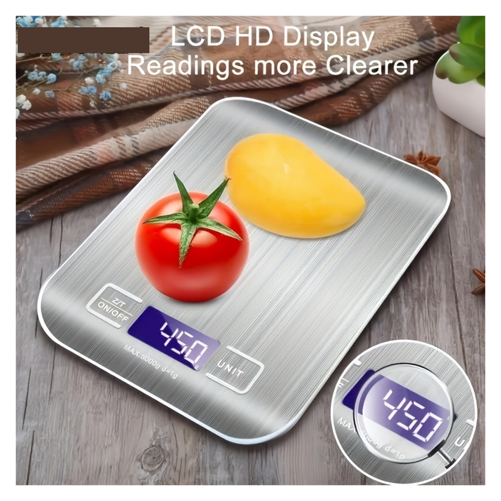 5kg/10kg Stainless Steel Electronic Scale, Kitchen Scale Household Food Fruit Snack Weighing Baking Tool