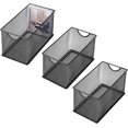 thumbnail image 1 of MyGift Ensemble de 3 Boîtes de Rangement en Métal Noir pour CD, 1 of 5