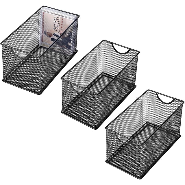 MyGift Ensemble de 3 Boîtes de Rangement en Métal Noir pour CD