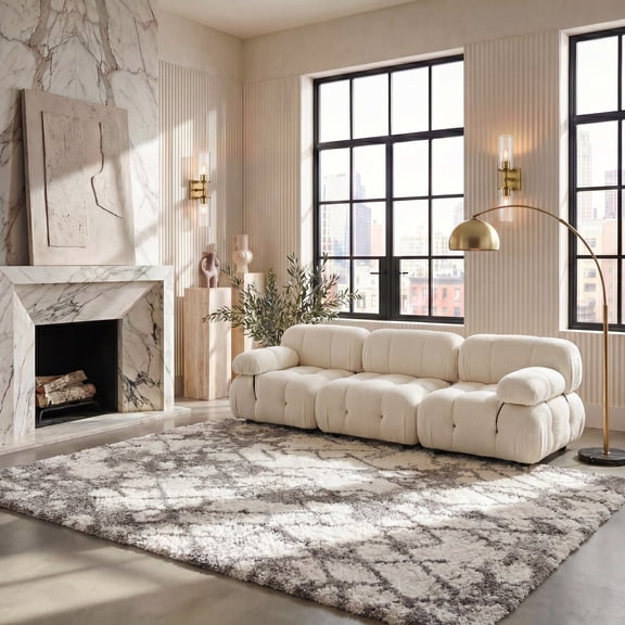 Safavieh Horizon Milica Abstract Shag Area Rug, Gray/Ivory, 5'3" x 7'7"