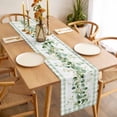 thumbnail image 3 of Eucalyptus Leaves Table Runner - 108 Inch Long Sage Green Plaid Watercolor Cotton and Linen Blended Dress Scarves Farmhouse Table Runner for Kitchen Dining, Coffee Table, 13" x 108", 3 of 8