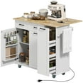 thumbnail image 1 of HOMCOM Mobile Kitchen Island with Charging Station, Drop Leaf Kitchen Cart, 1 of 10