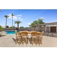 thumbnail image 4 of 7 Piece Teak Wood Orleans Patio Bistro Bar Set, 63" Bar Table, 2 Bar Chairs w/ Arms & 4 Armless Bar Chairs, 4 of 5