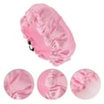 thumbnail image 3 of Unique Bargains 1 Pc Women Adjustable Bath Cap for Bathroom Business Travel Pink PEVA Satin, 3 of 4