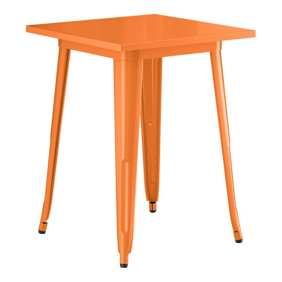 24'' Square Orange Metal Restaurant Patio Dining Table For Indoor or Outdoor Use