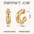 thumbnail image 3 of Cubic Zirconia C-shape Stud Earrings Gold Plated 430 Stainless Steel Half Hoop Earrings for Women Clear 19x19x6mm, 3 of 7