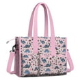 thumbnail image 2 of Teacher Tote Bag,Pink Dinosaurs Plants Pattern Teacher Utility Tote Bag,Large Work Tote Bags for Women with Multiple Pockets,Top Zipper Closure,13.8x10.6x6.7 Inch, 2 of 5