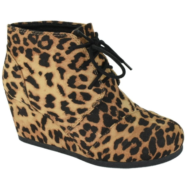 leopard platform ankle boots