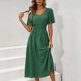 thumbnail image 4 of Levmjia Flowy Midi Dresses for Women V Neck Short Sleeve Polka Dot Dress Summer Casual Fashion Loose Fit Swing Party Beach Vacation, 4 of 6